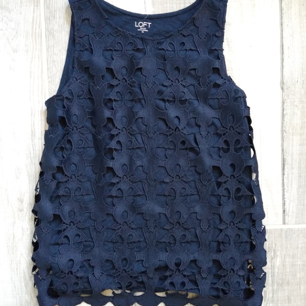 LOFT Set Women’s Navy blue lace Summery top (XS)  /skirt 4